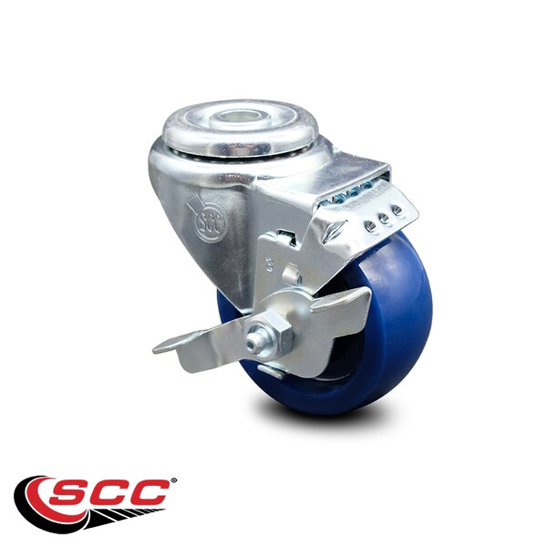 3 Inch Solid Polyurethane Wheel Swivel Bolt Hole Caster with Brake SCC